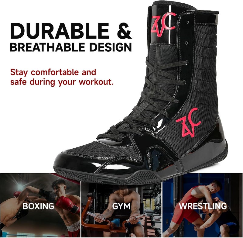 ZVC Wrestling Shoes Men High Top Boxing Shoes for Fighting Shoes Powerlifting Bodybuilding Boots Footwear - Image 5